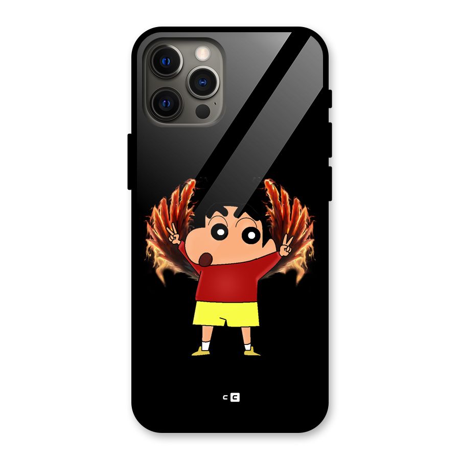 Fire Shinchan Glass Back Case for iPhone 12 Pro Max