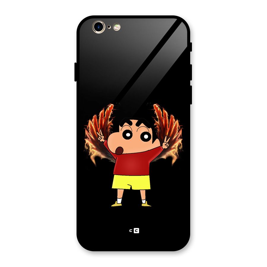 Fire Shinchan Glass Back Case for iPhone 6 6S