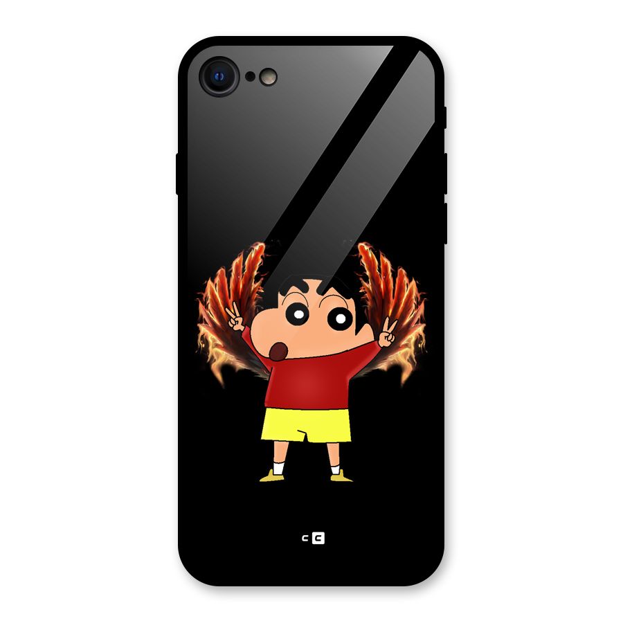 Fire Shinchan Glass Back Case for iPhone SE 2022