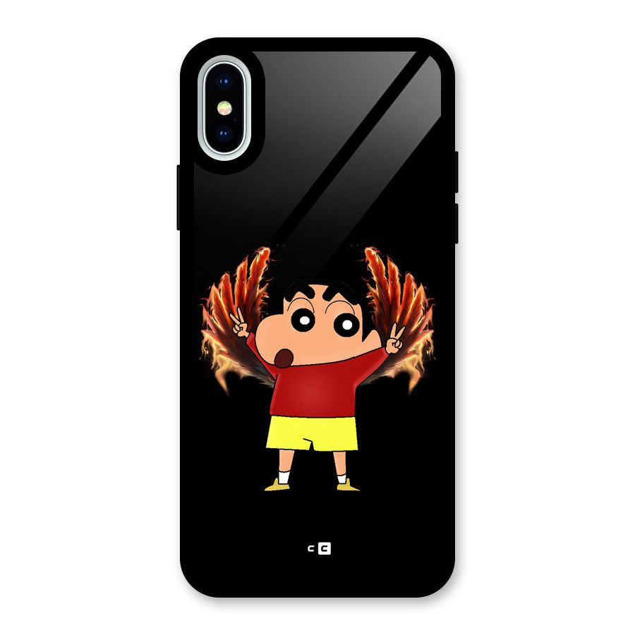 Fire Shinchan Glass Back Case for iPhone XS