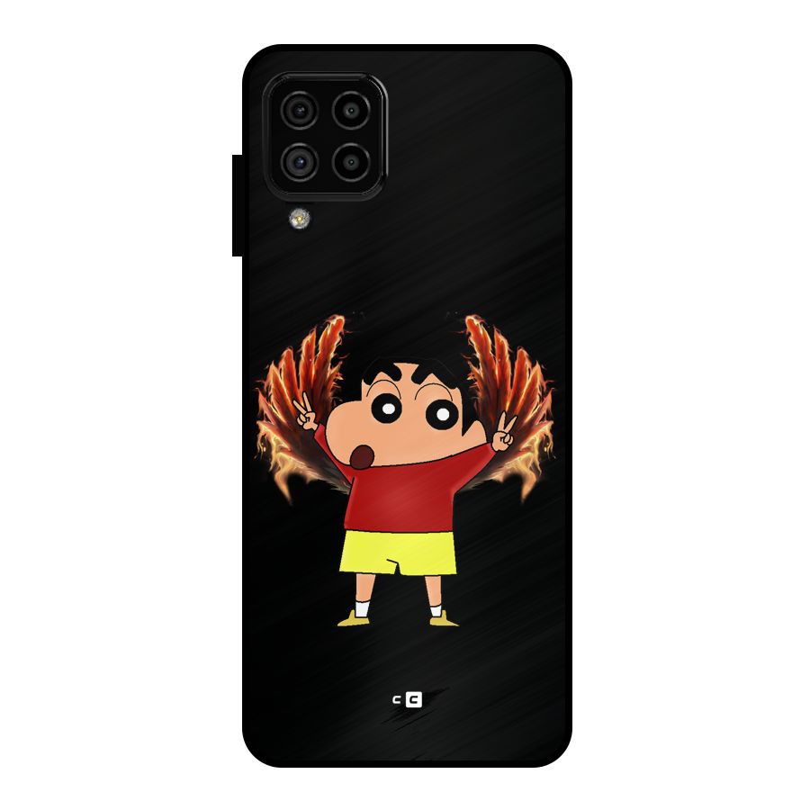 Fire Shinchan Metal Back Case for Galaxy A22 4G