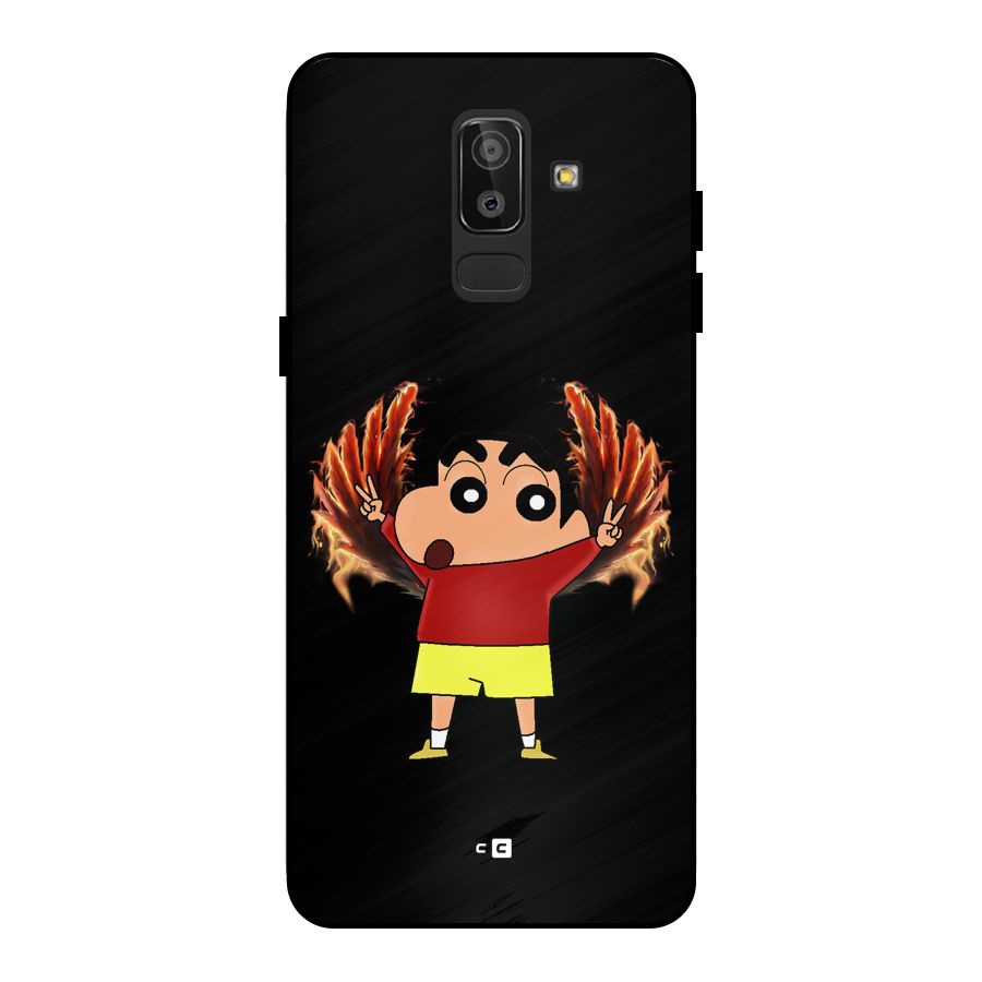 Fire Shinchan Metal Back Case for Galaxy J8