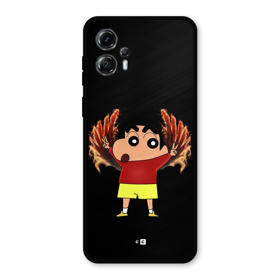 Fire Shinchan Metal Back Case for Moto G13