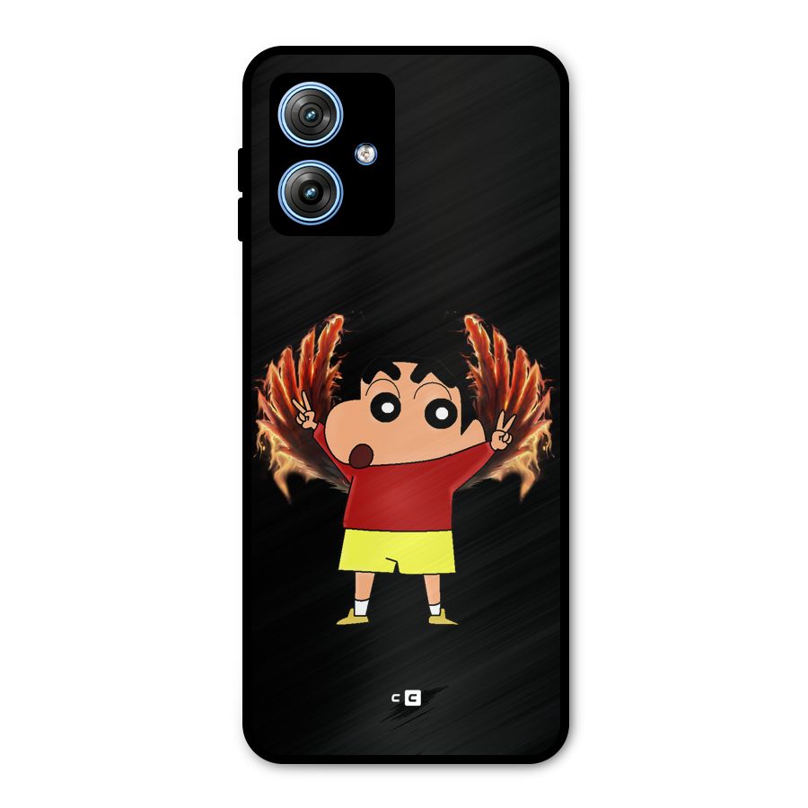 Fire Shinchan Metal Back Case for Moto G54