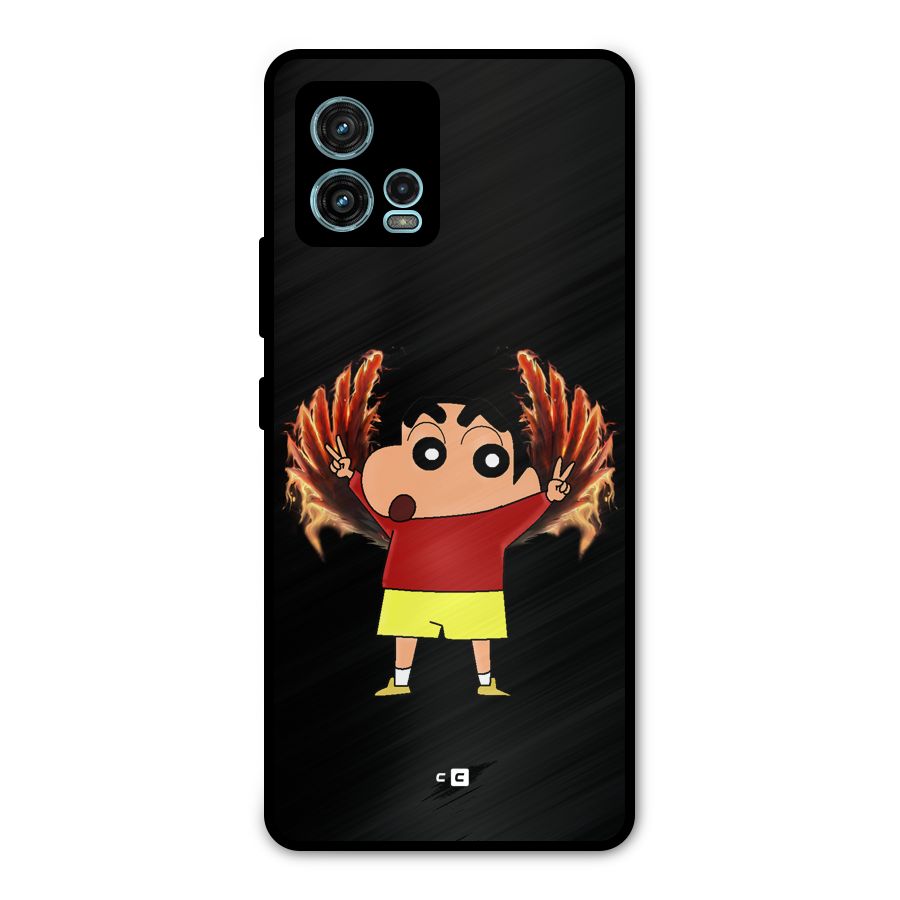 Fire Shinchan Metal Back Case for Moto G72