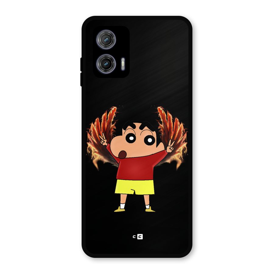 Fire Shinchan Metal Back Case for Moto G73