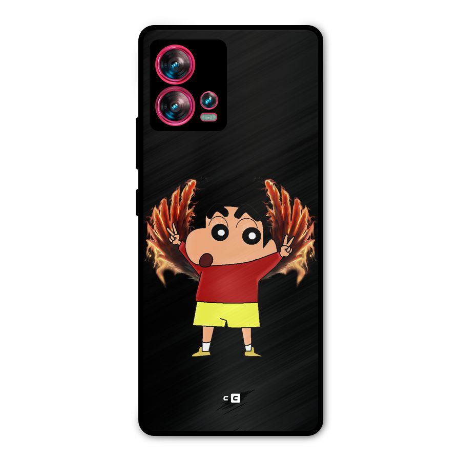 Fire Shinchan Metal Back Case for Motorola Edge 30 Fusion