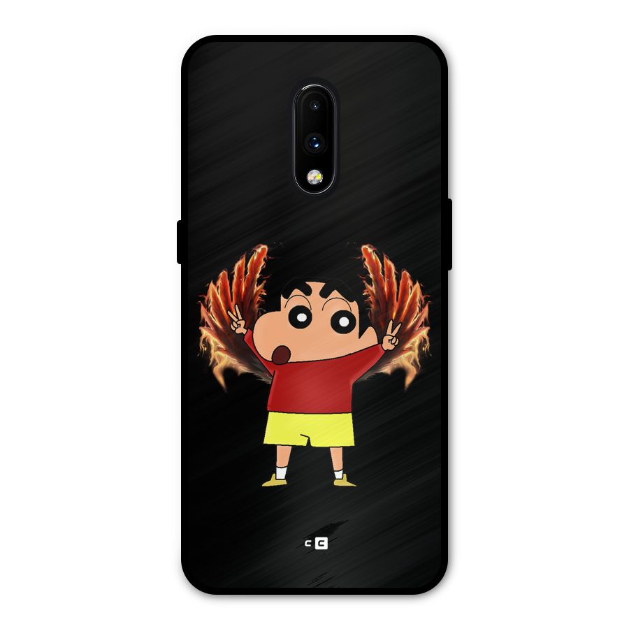Fire Shinchan Metal Back Case for OnePlus 7