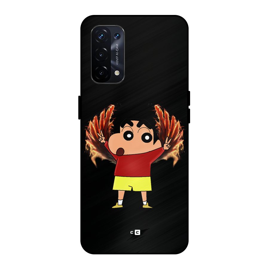 Fire Shinchan Metal Back Case for Oppo A74 5G