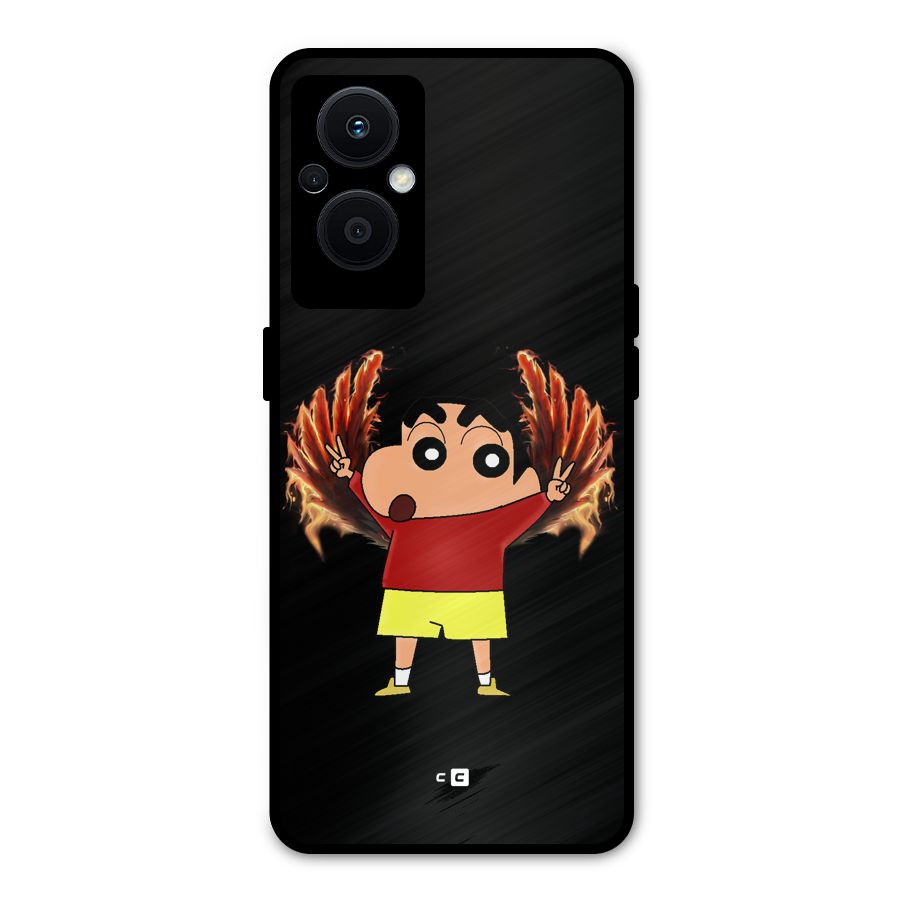 Fire Shinchan Metal Back Case for Oppo F21 Pro 5G