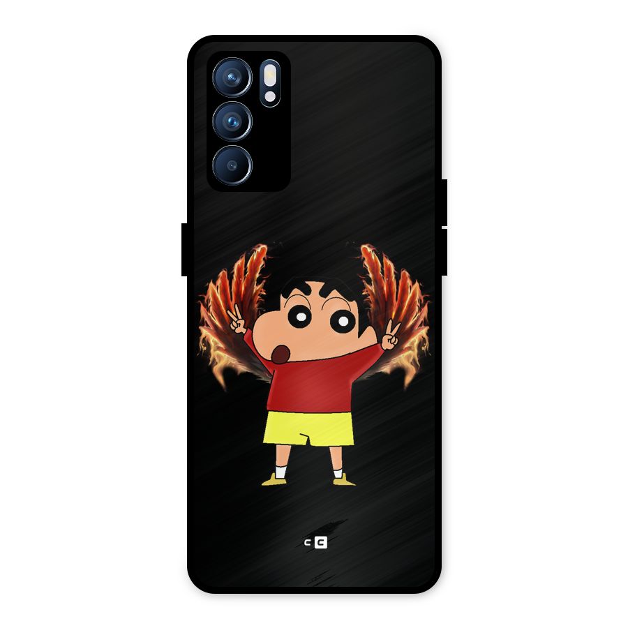 Fire Shinchan Metal Back Case for Oppo Reno6 5G