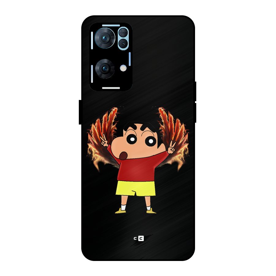Fire Shinchan Metal Back Case for Oppo Reno7 Pro 5G