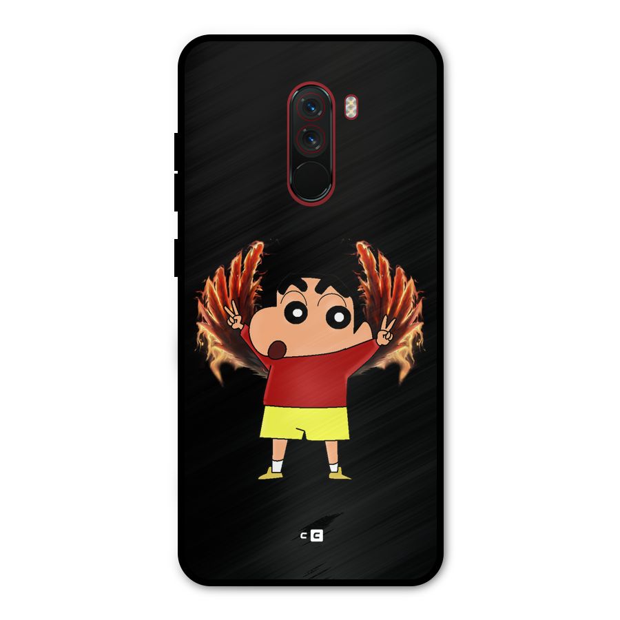 Fire Shinchan Metal Back Case for Poco F1