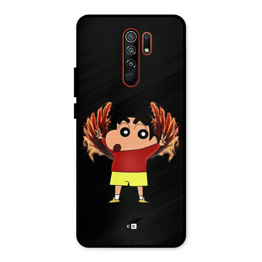 Fire Shinchan Metal Back Case for Redmi 9 Prime