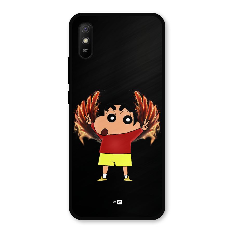 Fire Shinchan Metal Back Case for Redmi 9i