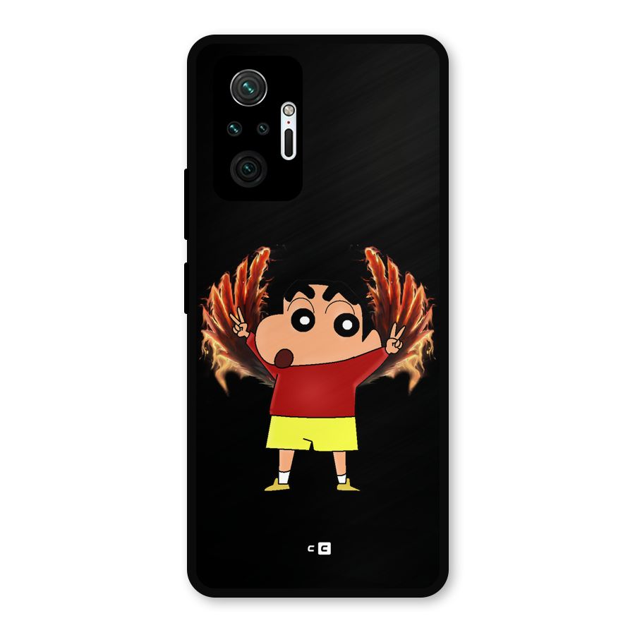 Fire Shinchan Metal Back Case for Redmi Note 10 Pro