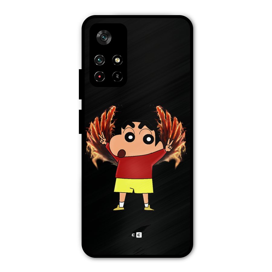 Fire Shinchan Metal Back Case for Redmi Note 11T 5G