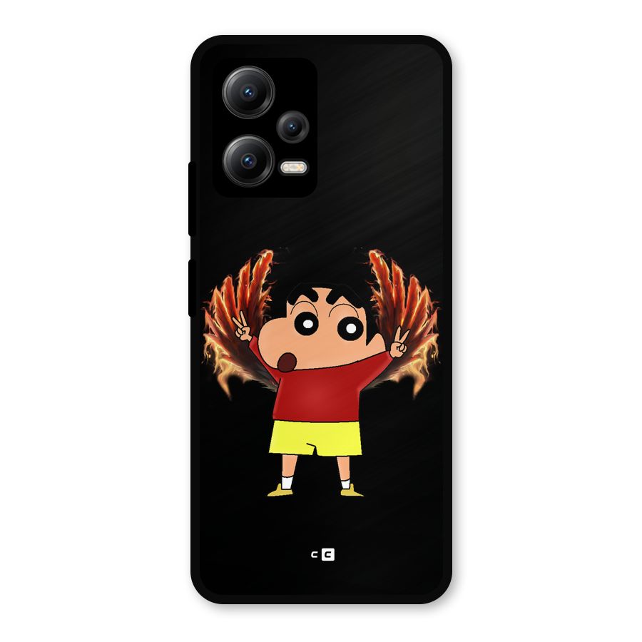 Fire Shinchan Metal Back Case for Redmi Note 12 5G