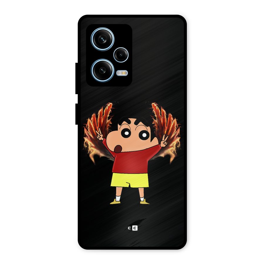 Fire Shinchan Metal Back Case for Redmi Note 12 Pro