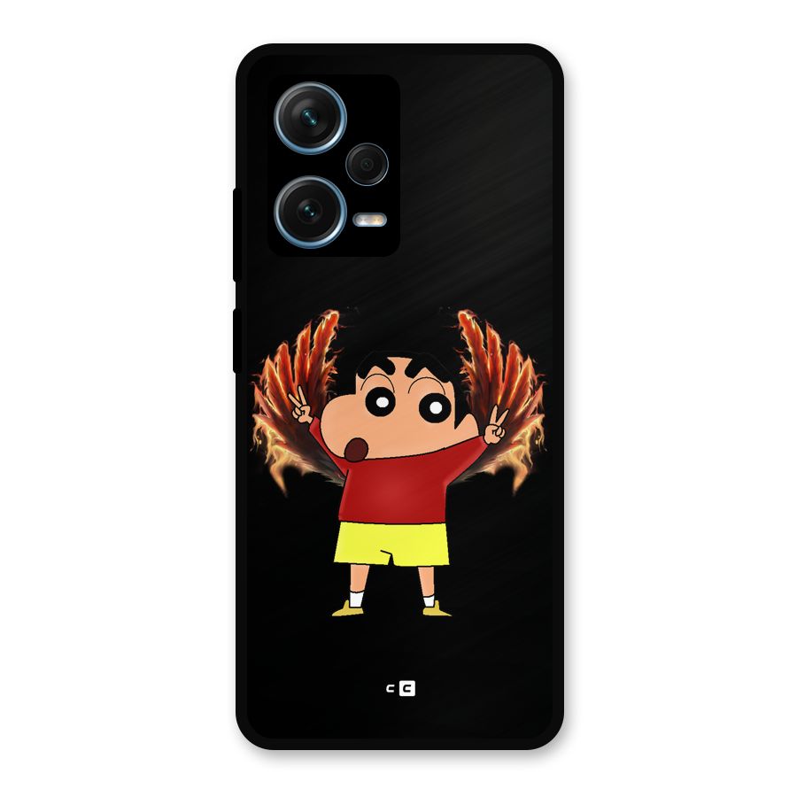 Fire Shinchan Metal Back Case for Redmi Note 12 Pro Plus 5G