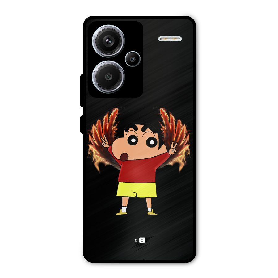 Fire Shinchan Metal Back Case for Redmi Note 13 Pro Plus