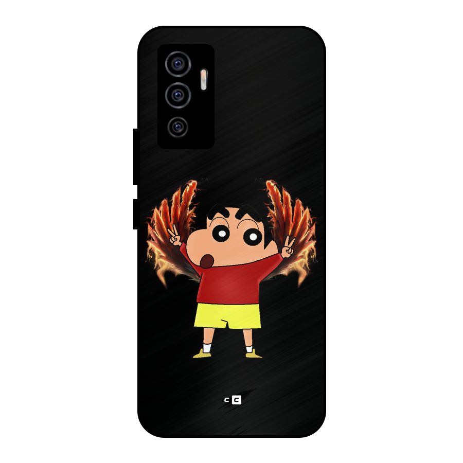 Fire Shinchan Metal Back Case for Vivo V23e