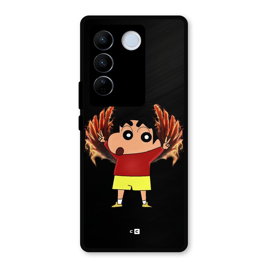 Fire Shinchan Metal Back Case for Vivo V27