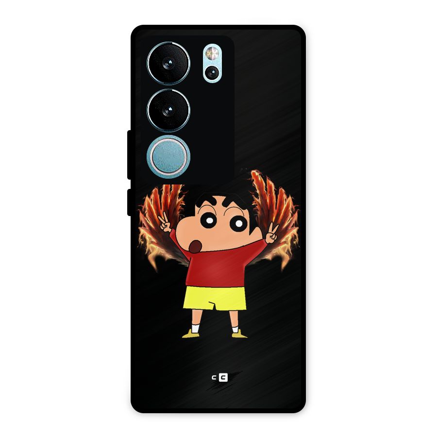 Fire Shinchan Metal Back Case for Vivo V29 Pro