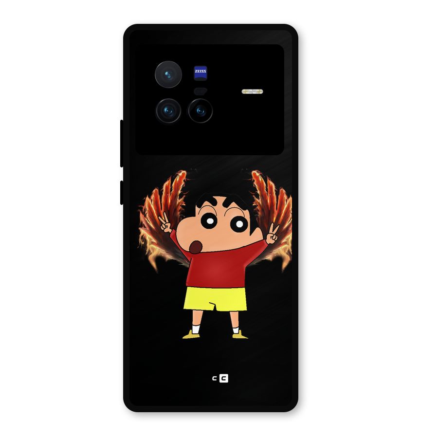 Fire Shinchan Metal Back Case for Vivo X80