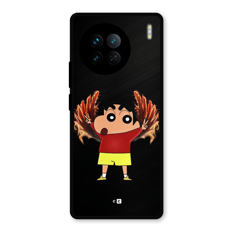 Fire Shinchan Metal Back Case for Vivo X90
