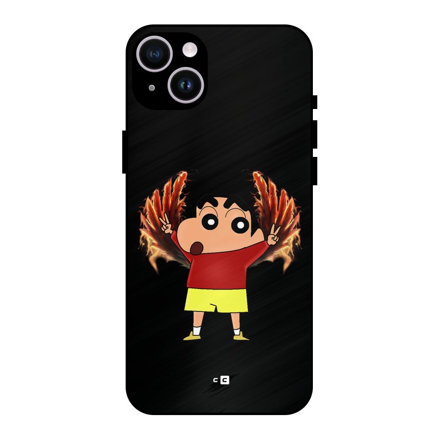 Fire Shinchan Metal Back Case for iPhone 14 Plus
