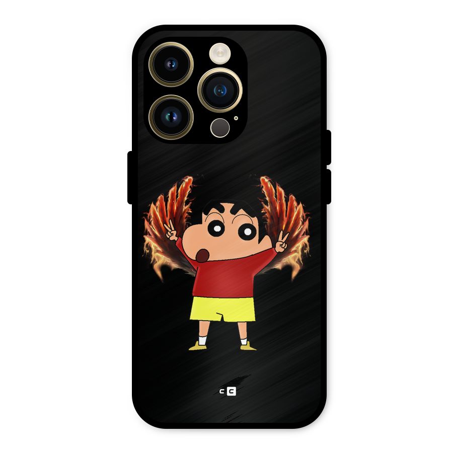 Fire Shinchan Metal Back Case for iPhone 14 Pro