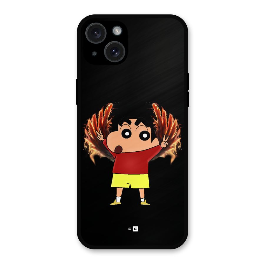 Fire Shinchan Metal Back Case for iPhone 15 Plus