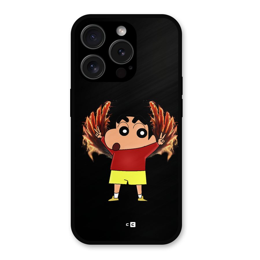 Fire Shinchan Metal Back Case for iPhone 15 Pro