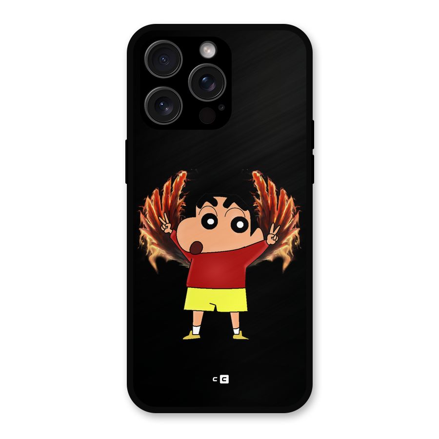 Fire Shinchan Metal Back Case for iPhone 15 Pro Max