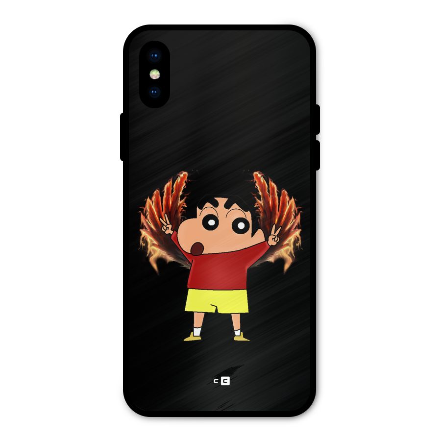 Fire Shinchan Metal Back Case for iPhone X