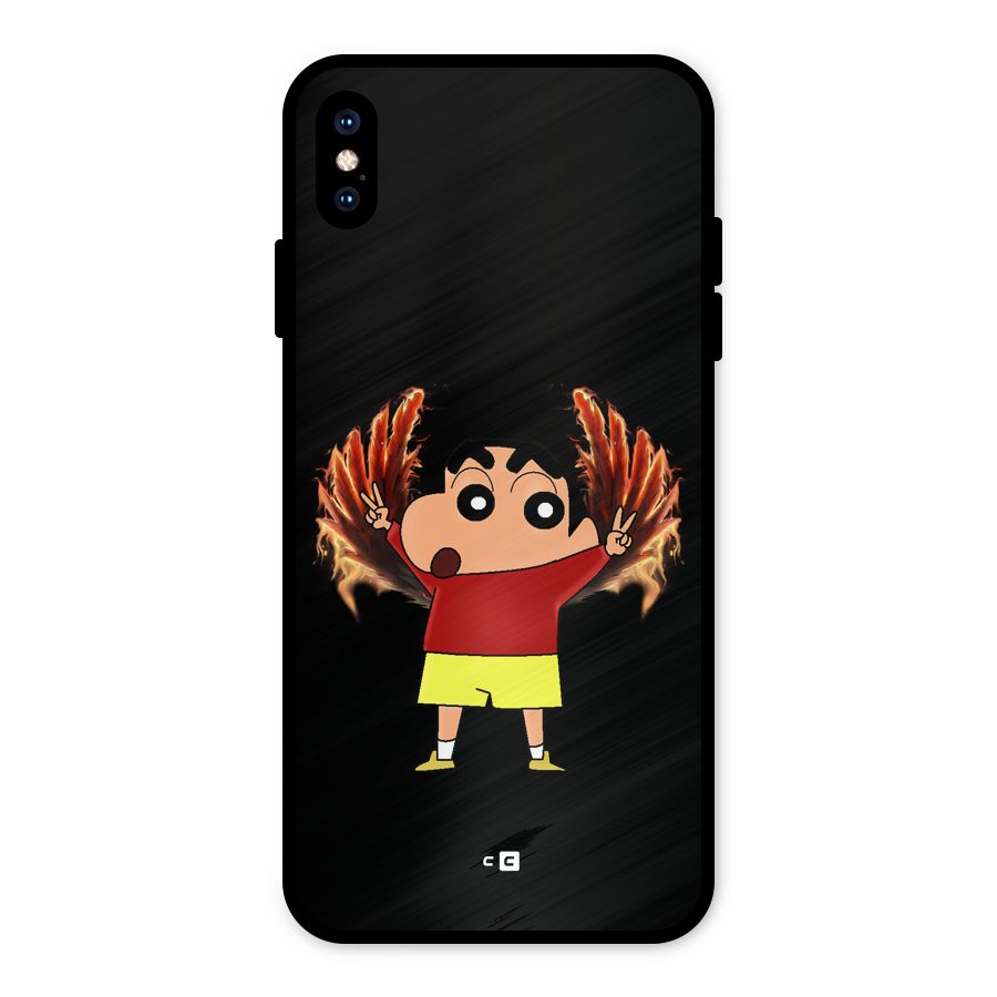 Fire Shinchan Metal Back Case for iPhone XS Max