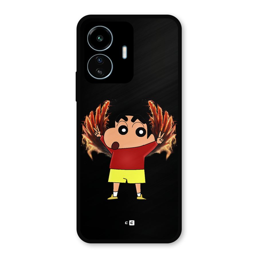 Fire Shinchan Metal Back Case for vivo iQOO Z6 Lite 5G