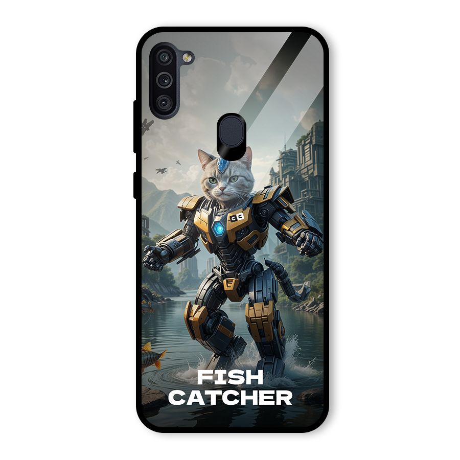 Fish Catcher Glass Back Case for Galaxy M11