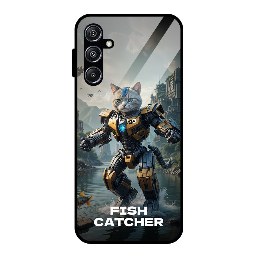 Fish Catcher Glass Back Case for Galaxy M34 5G
