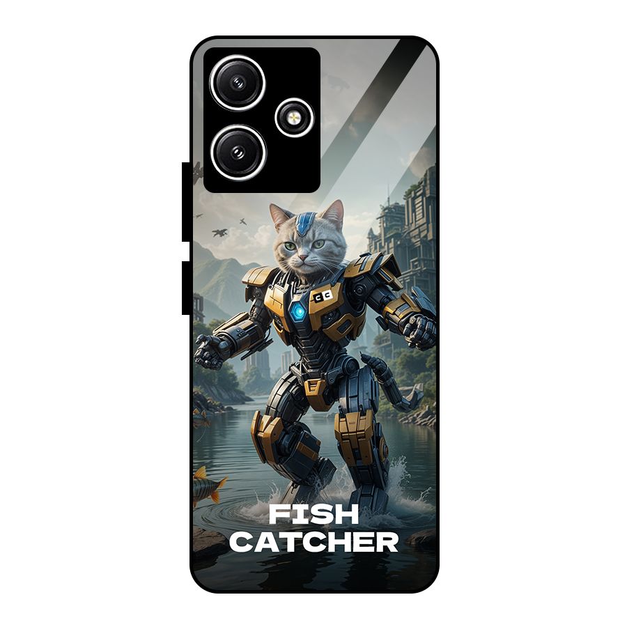 Fish Catcher Glass Back Case for Poco M6 Pro