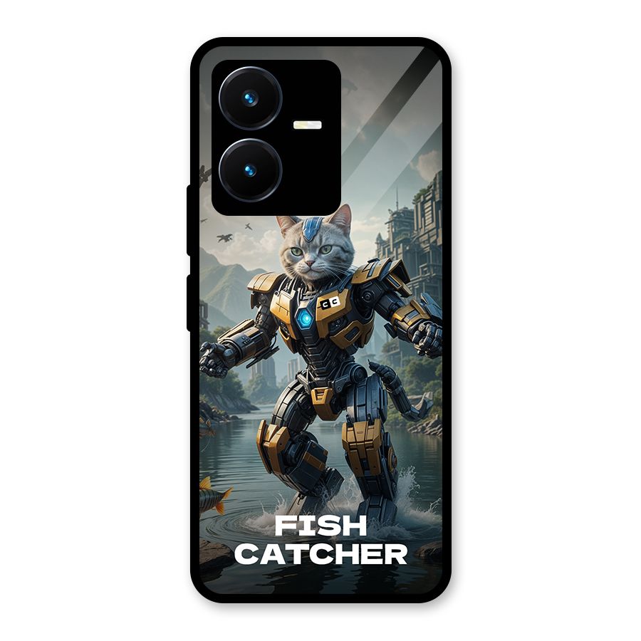 Fish Catcher Glass Back Case for Vivo Y22s