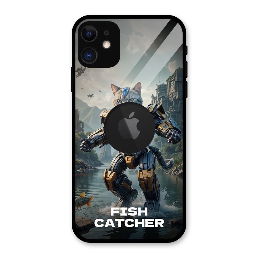 Fish Catcher Glass Back Case for iPhone 11 Logo Cut