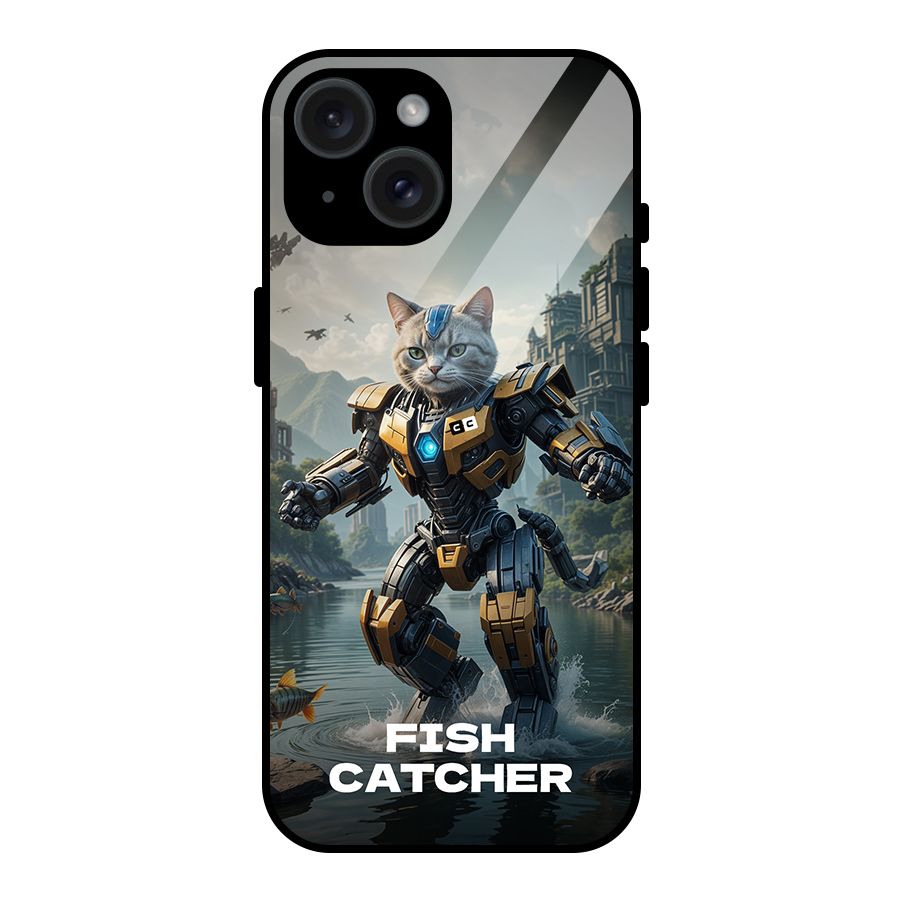 Fish Catcher Glass Back Case for iPhone 15