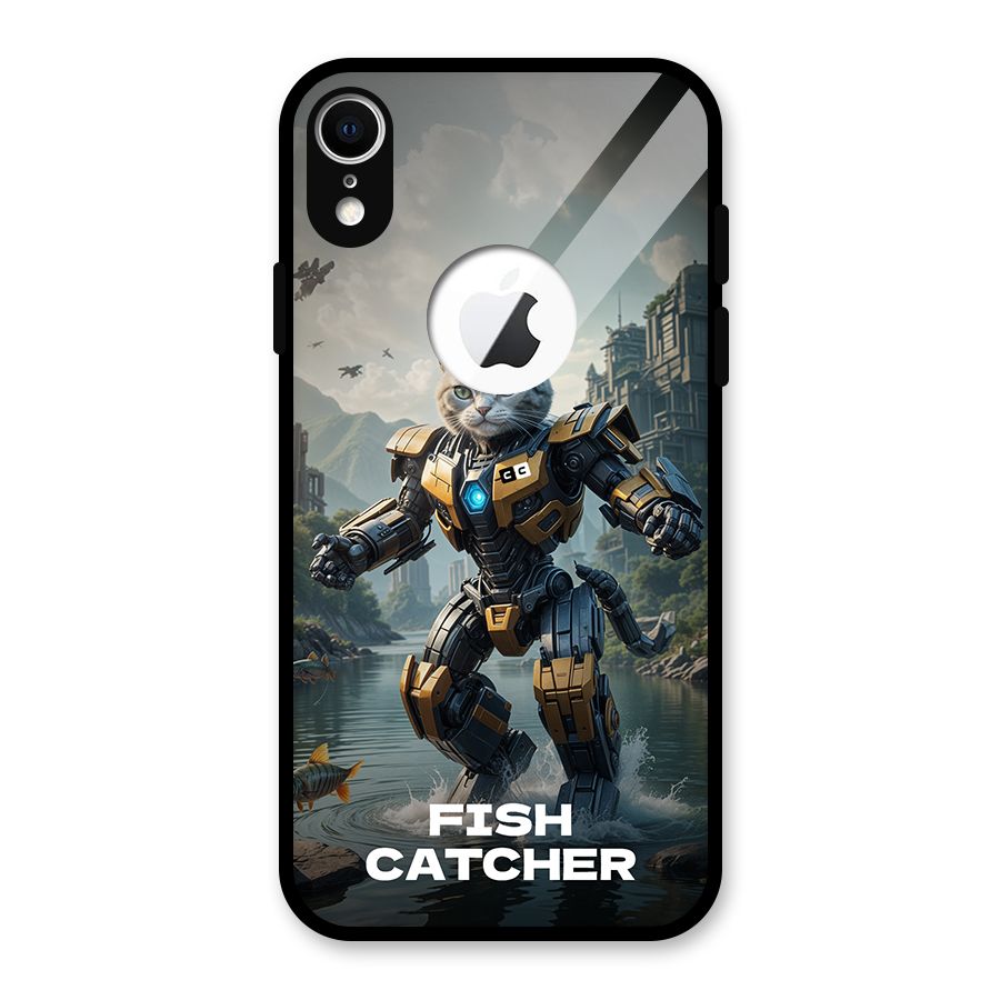 Fish Catcher Glass Back Case for iPhone XR Logo Cut