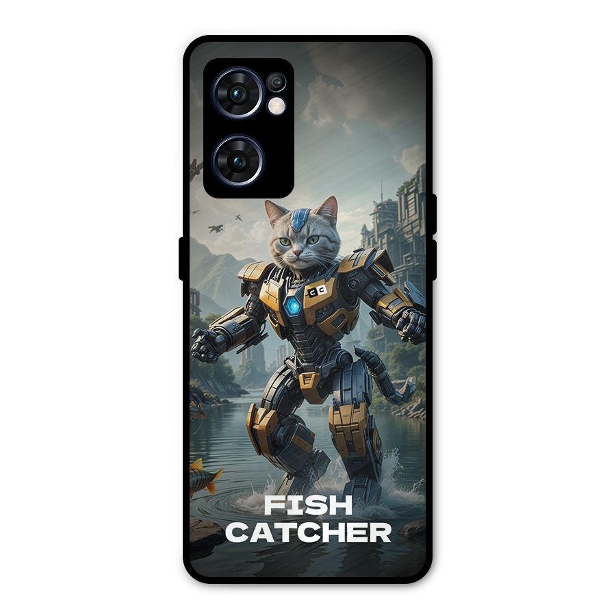 Fish Catcher Metal Back Case for Oppo Reno7 5G