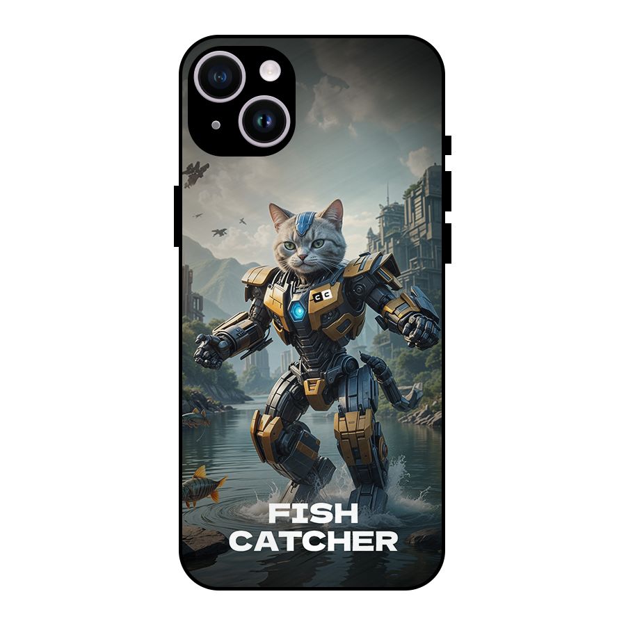 Fish Catcher Metal Back Case for iPhone 14 Plus