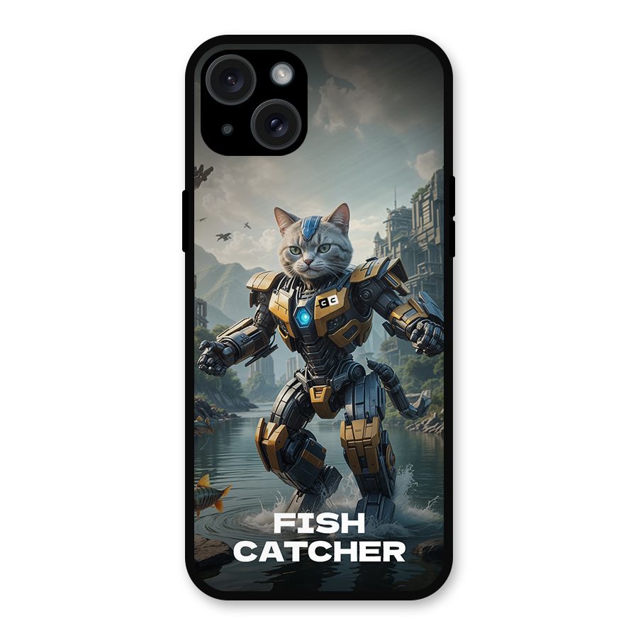 Fish Catcher Metal Back Case for iPhone 15 Plus