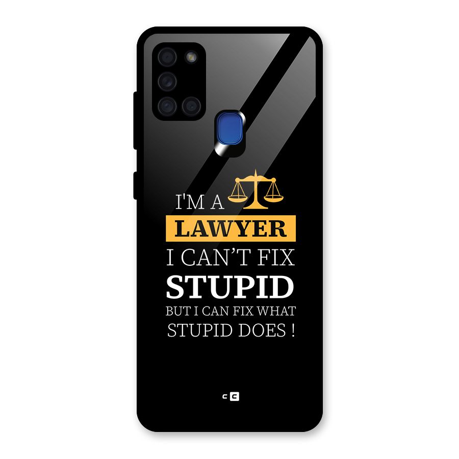 Fix Stupid Case Glass Back Case for Galaxy A21s