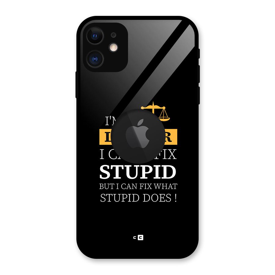 Fix Stupid Case Glass Back Case for iPhone 11 Logo Cut